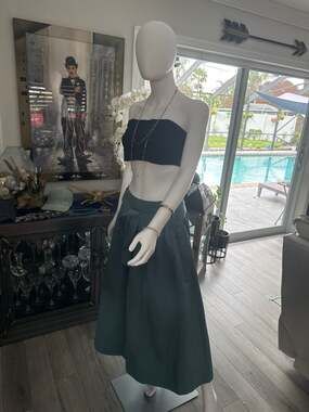 Hunter Bell New York Teal Green Jenkins Midi Skirt with Belt Detail